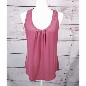 New Women's Trina Turk Rose Silk Racerback Scoop Neck Tank Top Blouse SZ SM